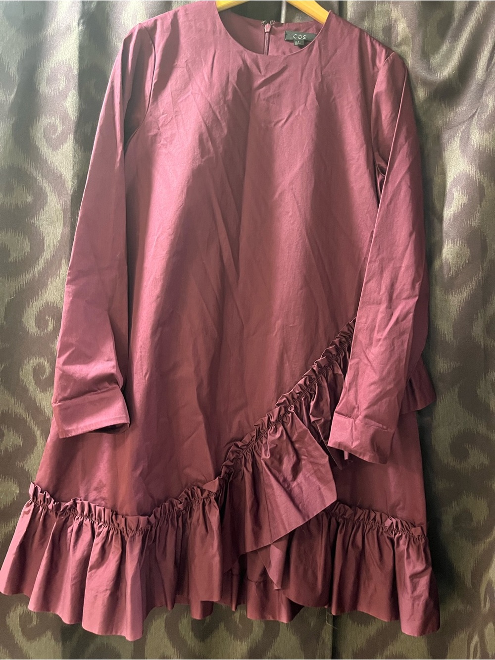 COS women’s Ruffle-Hem Long Sleeve Dress - Pink